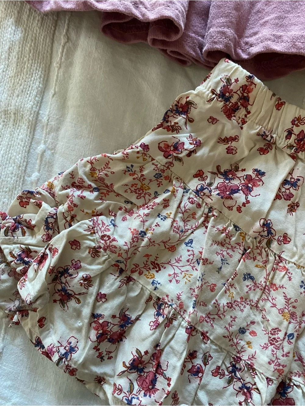 Set; OshKosh B'gosh cream Floral Ruffle skit and Pink Ultra Flir girls skirt